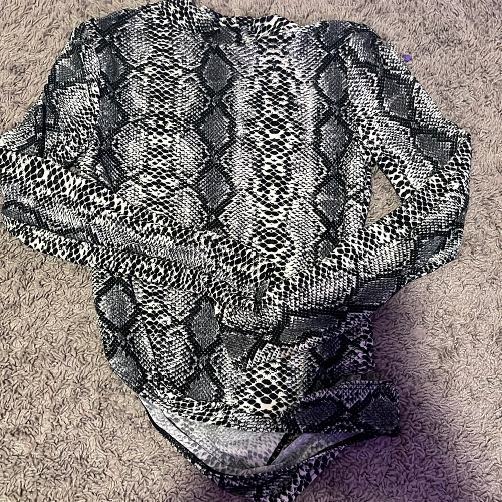 long sleeve snakeskin bodysuit
